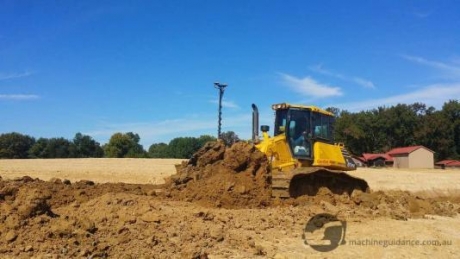 GPS-guided dozer on subdivision construction project.