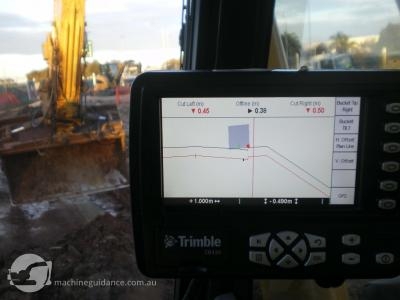 Inside the cab of a GPS-guided Excavator.